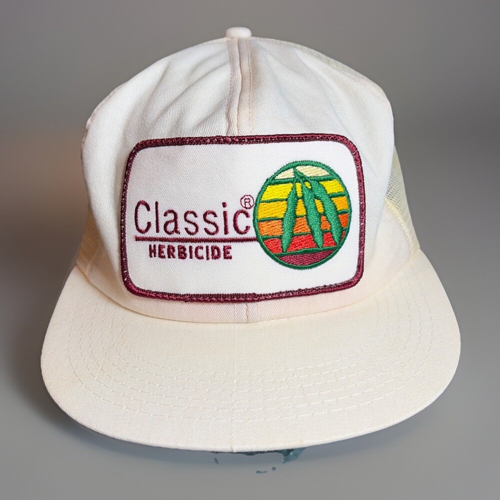 Vintage Classic Herbicide Patch K-Brand White w/Mesh Snapback Hat Cap USA Made